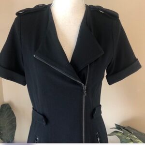 Worth Military Black Sheath Dress Zip Front with Zip Pockets size 6